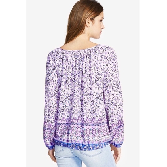 Lucky Brand Border Print Peasant Blouse - Picture 4 of 15